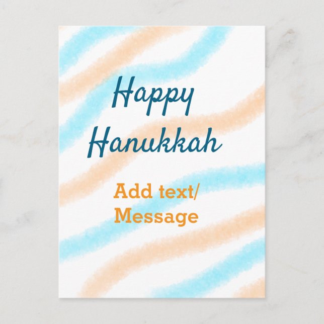 Postal Aqua naranja feliz Hanukkah agregar mensaje de tex (Anverso)