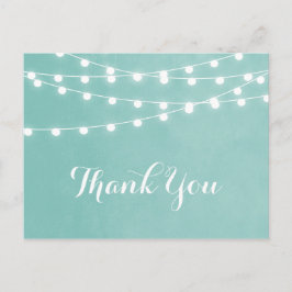 Postal Aqua String Lights Boda Gracias