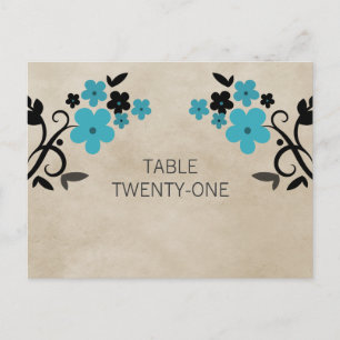 Postal Aqua Sweet Vintage Floral Table Number Postcard