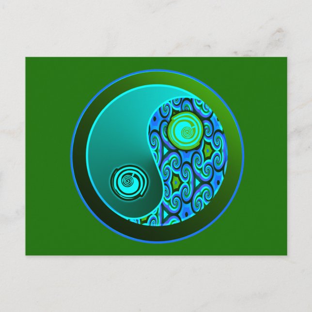 Postal Aqua Swirls Yin Yang (Anverso)