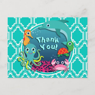 Postal Aqua Turquoise Ocean Life Baby Shower