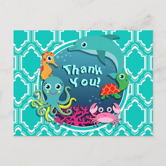 Postal Aqua Turquoise Ocean Life Baby Shower (Anverso)