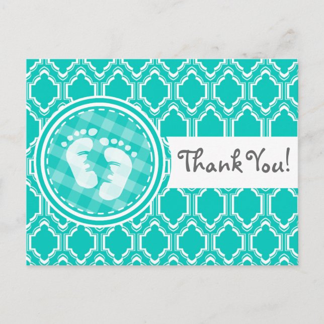 Postal Aqua Turquoise Retro Baby Fez Baby Shower (Anverso)