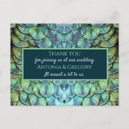 Postal Aqua Vibrant Peacock Boda Gracias Postcard