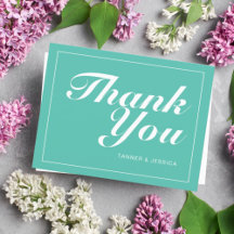 Aqua y White Modern Minimalista Gracias Postcard