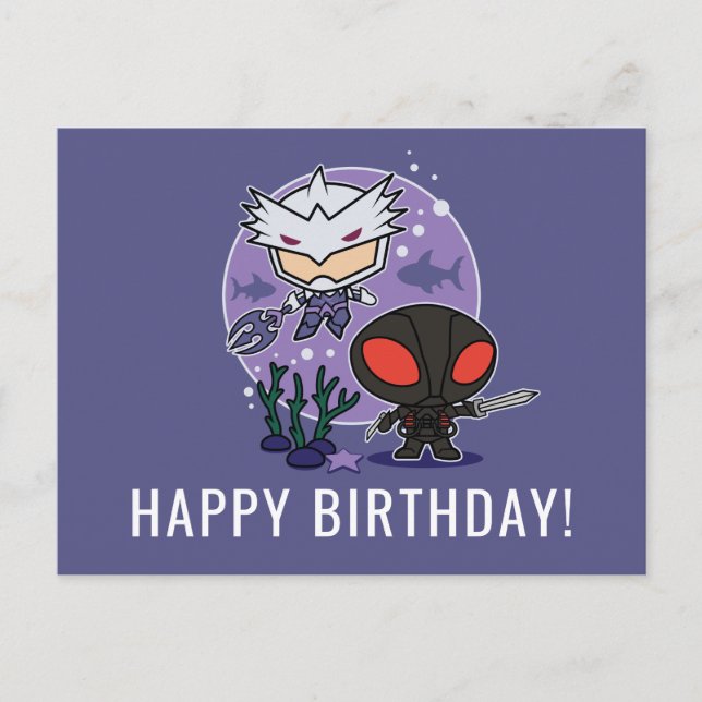 Postal Aquaman | Chibi Orm & Black Manta Undersea Graphic (Anverso)