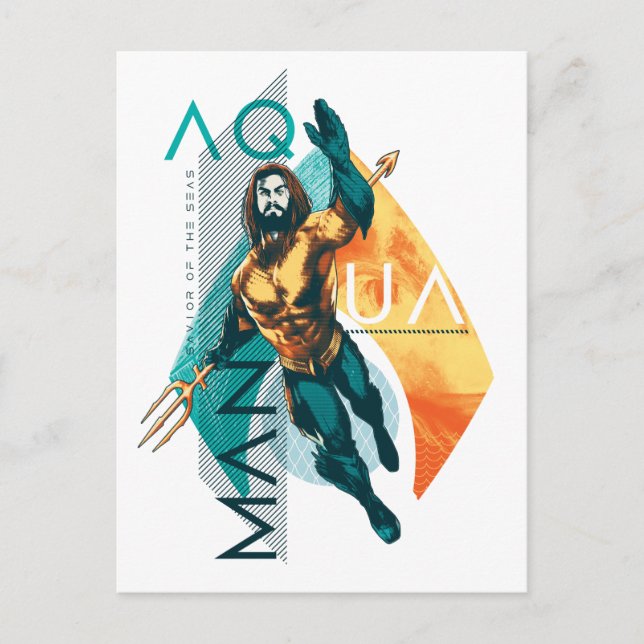 Postal Aquaman | Collage modernista de Aquaman (Anverso)