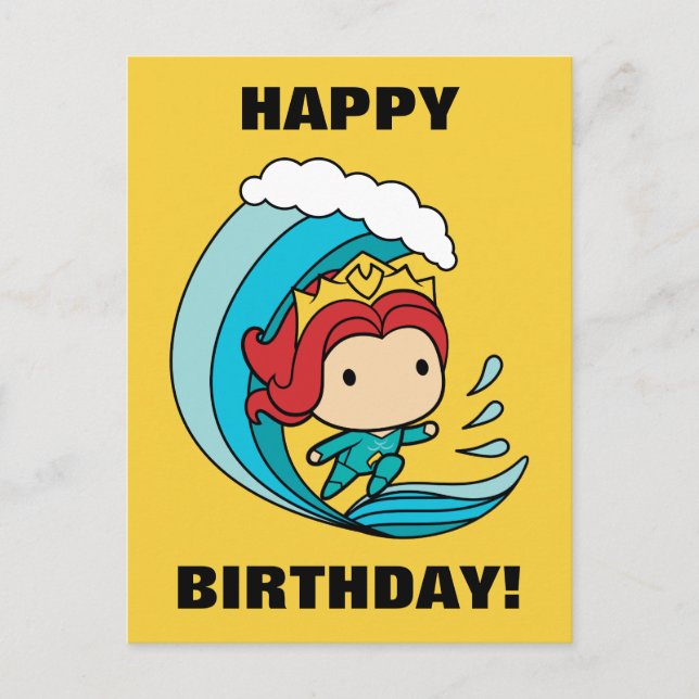 Postal Aquaman | Gráfico Chibi Mera Riding Wave (Anverso)