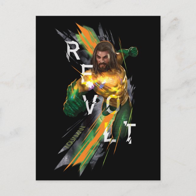 Postal Aquaman | Gráfico refractado Aquaman "Revolt" (Anverso)