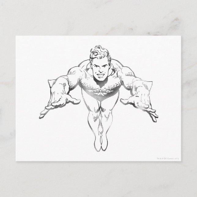 Postal Aquaman Lunging Forward BW (Anverso)