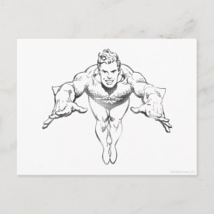 Postal Aquaman Lunging Forward BW