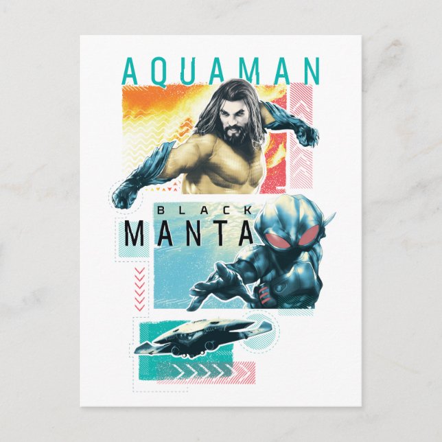 Postal Aquaman | Modernist Aquaman & Black Manta Graphic (Anverso)