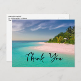 Postal Aquamarine Ocean Tropical Beach Scenic Thank You