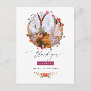 Postal Aquarela Foto de agradecimiento de boda de flores