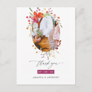 Postal Aquarela Foto de agradecimiento de boda de flores