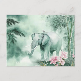 Postal Aquarell Illustration eines Elefanten im Dschungel
