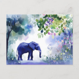 Postal Aquarell Illustration eines Elefanten mit Blumen