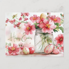 Postal Aquarell Oster Postkarte mit Ostereiern und Blumen