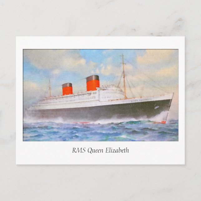 Postal Aquarelle RMS Queen Elizabeth (Anverso)
