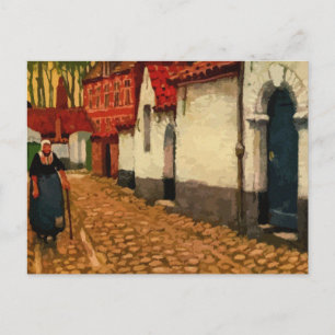 Postal Aquarelle, un callejón tranquilo en Brujas