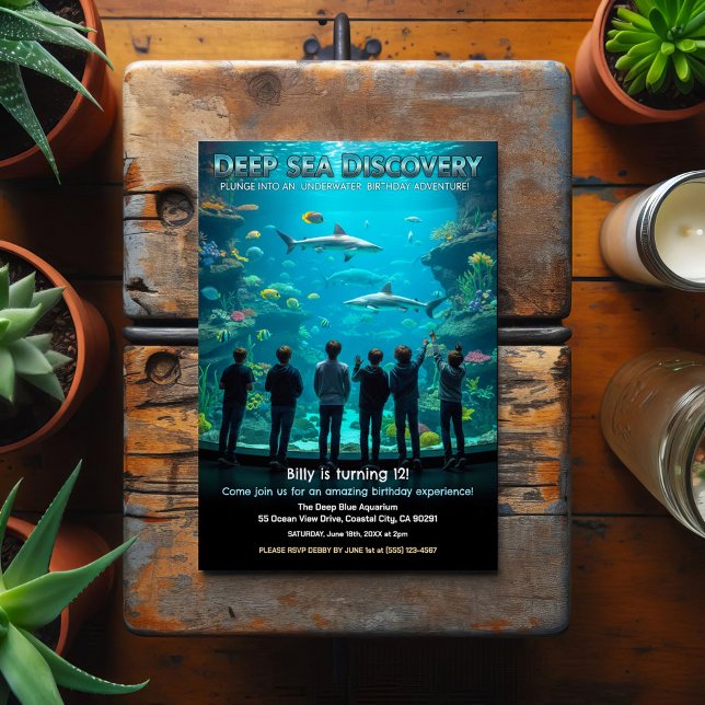 Postal Aquarium Deep Sea Discovery Birthday Party (Subido por el creador)