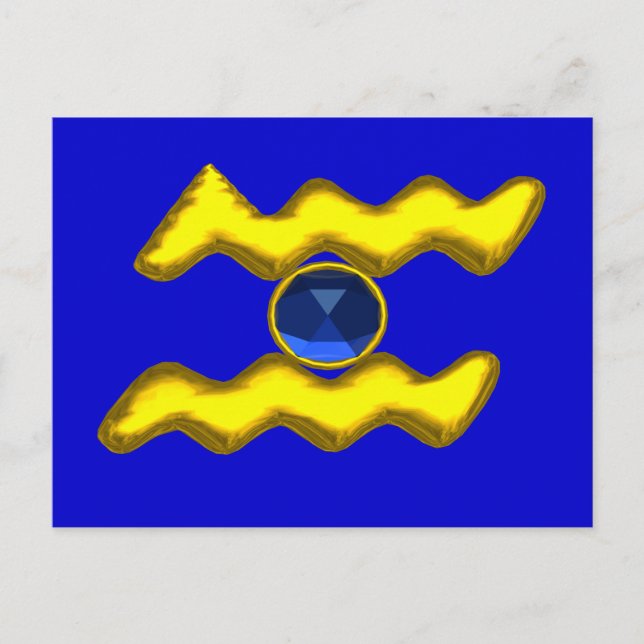 POSTAL AQUARIUS/GOLD ZODIAC BIRTHDAY JEWEL (Anverso)