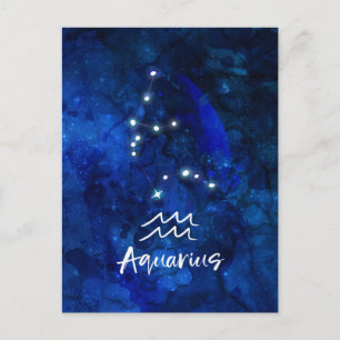 Postal Aquarius Zodiac Constellation Blue Galaxy Sky
