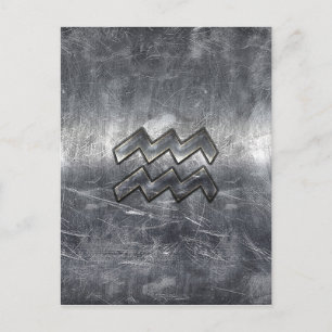 Postal Aquarius Zodiac estilo de acero plateado perturbad