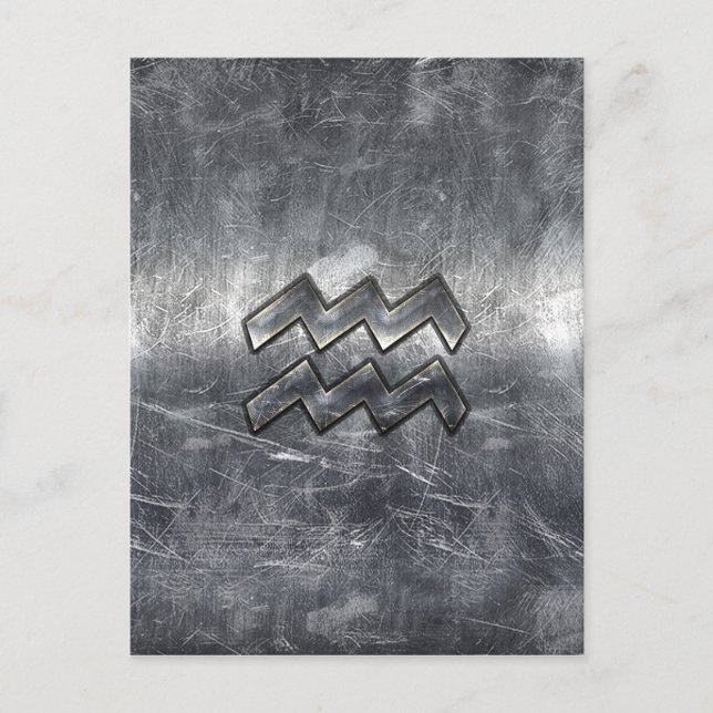 Postal Aquarius Zodiac estilo de acero plateado perturbad (Anverso)