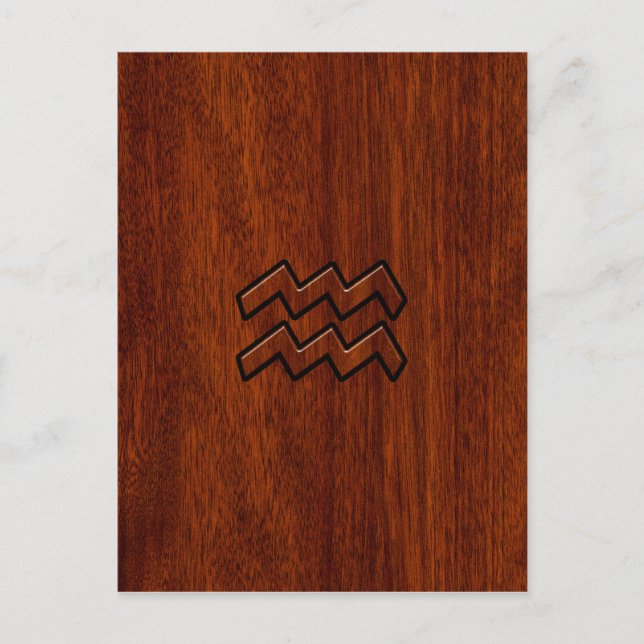 Postal Aquarius Zodiac Rótulo Estilo caoba (Anverso)