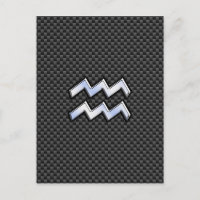 Aquarius Zodiac Rótulo Estilo Fibra de Carbono