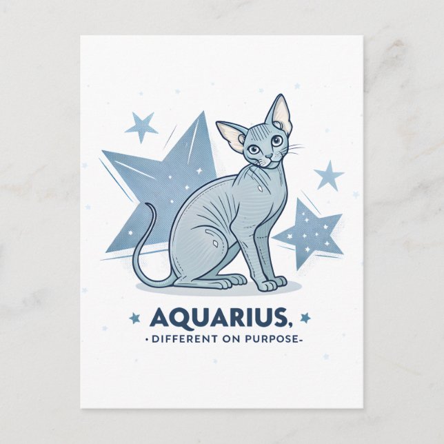 Postal Aquarius Zodiac Sphynx Cat Different Purpose Art (Anverso)