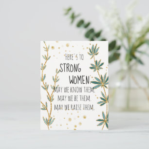 Postal Aquí a las Mujeres Fuertes Floral Verde Brillante