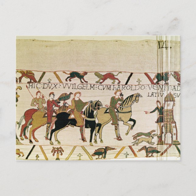 Postal Aquí el duque Guillermo va con Harold a su (Anverso)