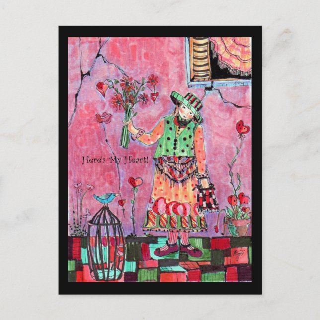 Postal Aquí está mi corazón (Anverso)