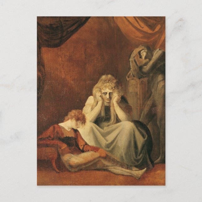 Postal Aquí estoy yo y la tristeza (Anverso)