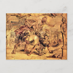 Postal Aquiles derrota a Hector por Paul Rubens