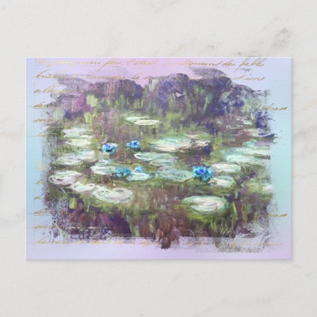 Postal ** AR23 Monet Lily Pads Pond Old Gold HandWritings (Anverso)