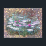 Postal ** AR23 Monet Lily Pads Pond Purpurina<br><div class="desc">POSTCARD POST CARD ) Monet clásico con un giro moderno - Sparkling Gold falso Purpurina. Elegante y enérgica Ephemera Romántica Femenina Pintura Floral Artista Único Creativo Moderno y Romántico Vintage Viejo (BUSCAR AR23 para diseños similares) El es un Shabby Chic , Feminine Girly Design. El fondo es Gold Purpurina Sparkle....</div>