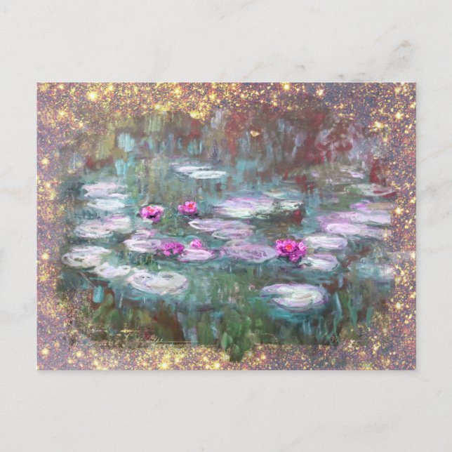 Postal ** AR23 Monet Lily Pads Pond Purpurina (Anverso)