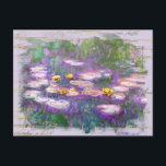 Postal ** AR23 Monet Lily Pads Pond Vintage Handwriting<br><div class="desc">POSTCARD POST CARD ) Classic Monet Vintage Old Gold HandWriWriWritings y un sutil fondo de Rainbow Pastel. El fondo es suave Pastel LAVENDER PURPLE en color. Elegante Femenino Romántico Ephemera Floral Pintura Artista Único Creativo Moderno y Romántico Vintage Old (BUSCAR AR23 para diseños similares) El es un Shabby Chic ,...</div>