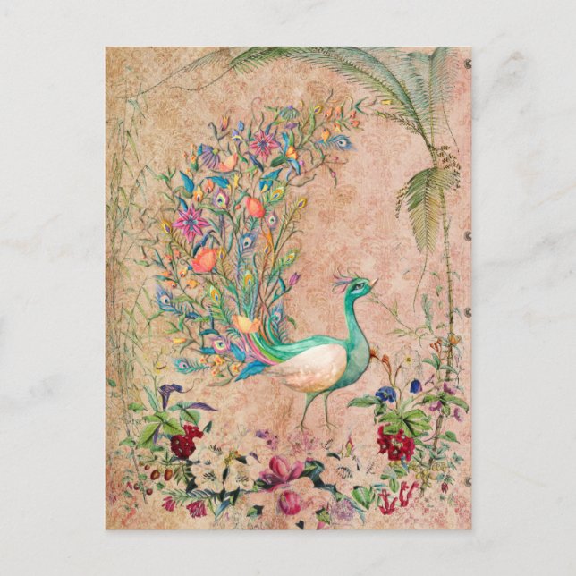 Postal *~* AR24 Art Nouveau victoriano de pavo real (Anverso)