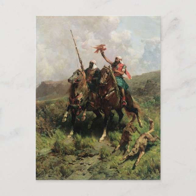 Postal Árabes con un halcón (Anverso)