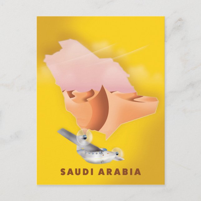 Postal Arabia Saudita ilustró afiche de viajes. (Anverso)