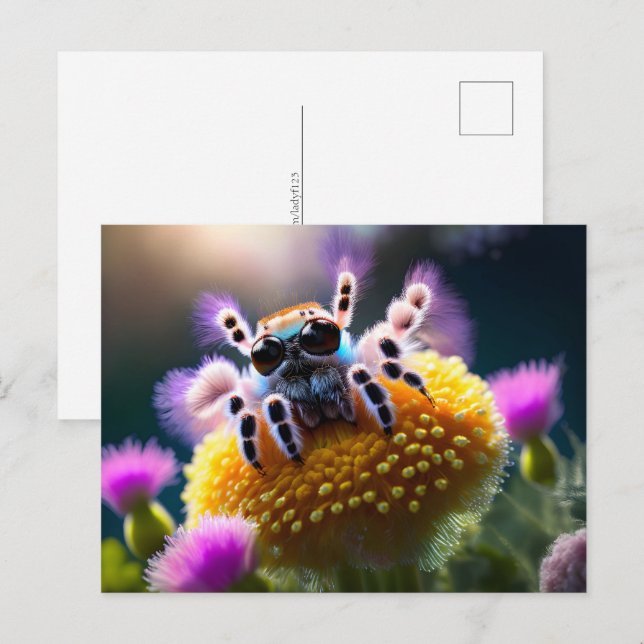 Postal Araña esponjosa y suave, posttravesía (Anverso / Reverso)