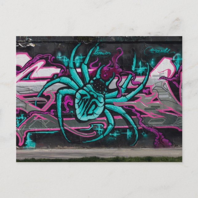 Postal Araña turquesa malvada (Anverso)