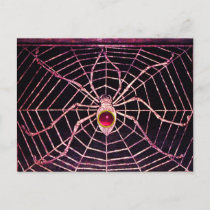 Postal ARAÑA Y TELARAÑA Rosa Fuchsia Rubí Negro