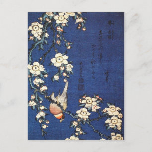 Postal Arándano japonés Bush y cereza llora (Hokusai)
