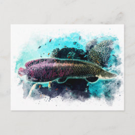 Postal Arapaima Monster Fish Watercolor Pirarucu Paiche