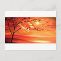 Árbol abstracto y atardecer rojo